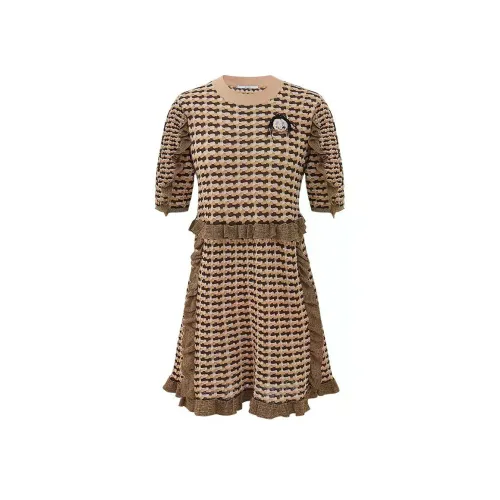 Dazzle Темный хаки Женские Короткие Платья с Рукавами