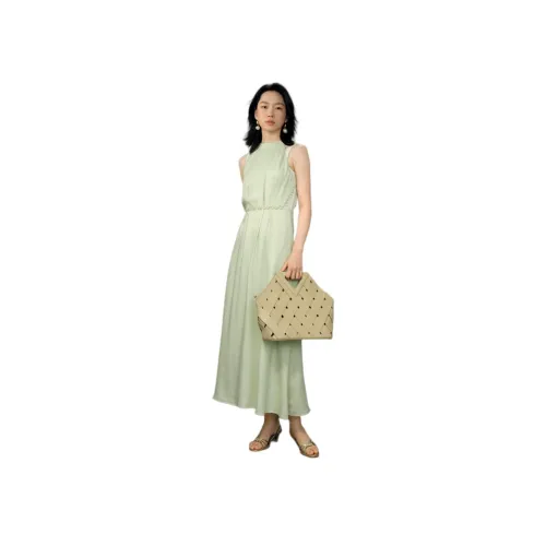 SHUXI Оливково-зеленое Женское платье без рукавов