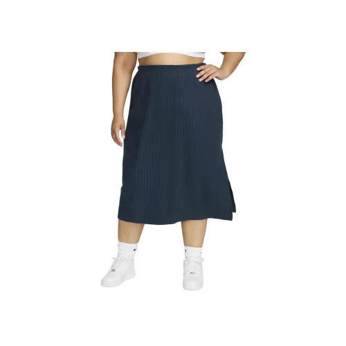 nike Sportswear CHILL Rib Casual Long Skirt Women's Marine Arsenal
