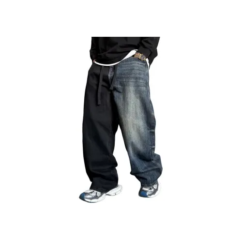 ZHANDASHUAI Черные с выцветшим унисекс джинсы