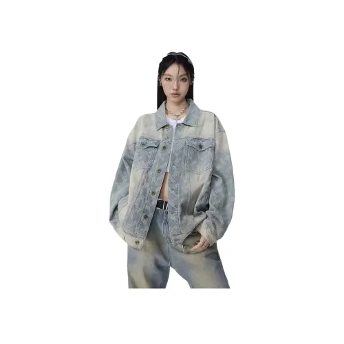 SAGP Градиентный Текстура Синий Унисекс Куртки