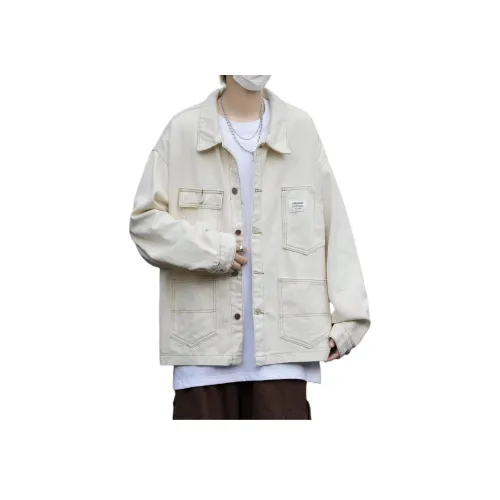 KAIZZGAO Ecru Мужские Джинсовые Куртки
