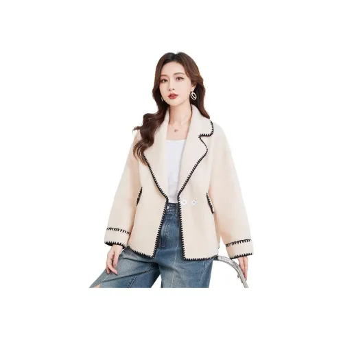 BILISISHANYANG Экрю Женские Меховые изделия