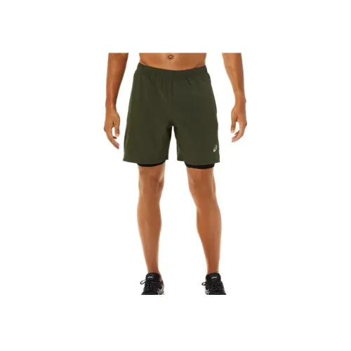 Asics 7In 2 In 1 Short Повседневные шорты Мужские Оливково-зеленый Высокая PERFORMANCE BLACK