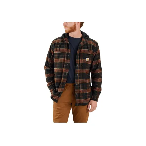 Carhartt 106353 Rugged Flex Фланель Флис Линейка С капюшоном Рубашка Jac Куртки Пальто Relaxed Fit Мужской