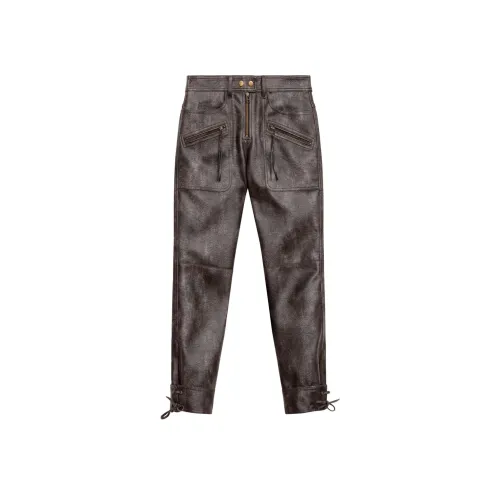 ISABEL MARANT ETOILE FW24 Кожаные брюки Женские Черные