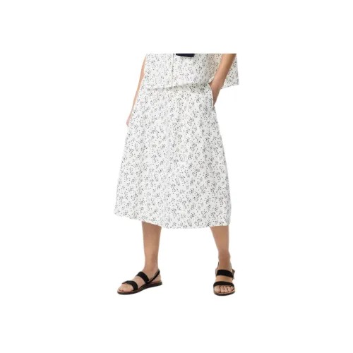 UNIQLO Повседневный Длинный Юбка Женская Белая