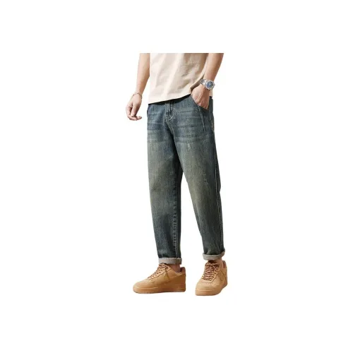 PTMNIU Винтажные синие мужские джинсы