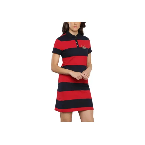 Tommy Hilfiger Женские Короткие Платья с Коротким Рукавом, Красный и Синий