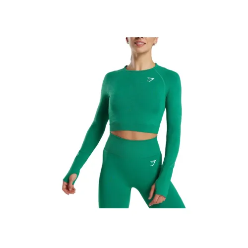 GYMSHARK T-рубашка Женская Ярко-зеленый Mudstone Серый