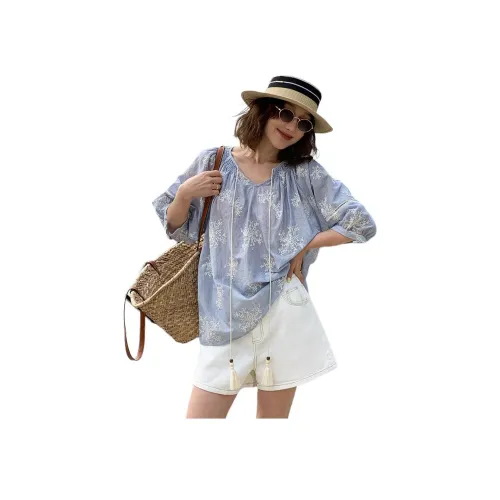 NANING 9 Синий Женские Рубашки