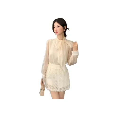 FINDSME GAGA Абрикос Женские Комплекты с Юбкой