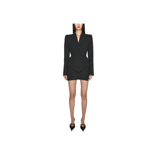 Mugler SS25 Черный Mugler Signature Куртка Бизнес Костюм Женские Черный