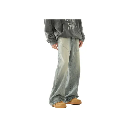 RENBEN Джинсы Лето Унисекс Желтый Грязь