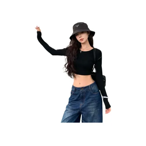 ZVJH Черные Женские T-рубашки