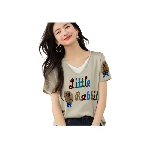 LANMOU Хаки Женские T-рубашки