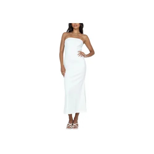 PRINCESS POLLY CARTER Макси Платье Без рукавов Женское Белое Белый