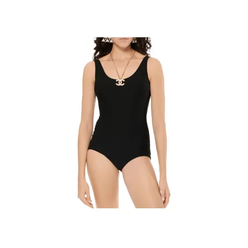 CHANEL 24 Весенний Летний Новый Приход Ван-Пис Купальник Женский Черный