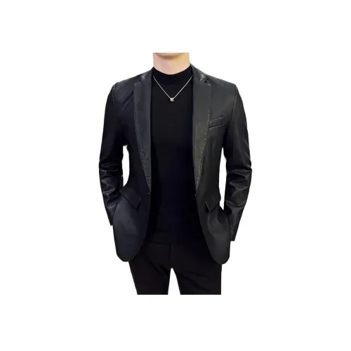 EMINU Черные Мужские Кожаные Куртки