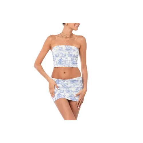 Edikted Delft Принт Без бретелей Топ Без бретелей Топ Женские