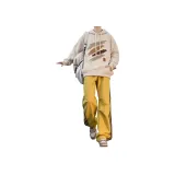 Абрикосовый худи + желтые штаны