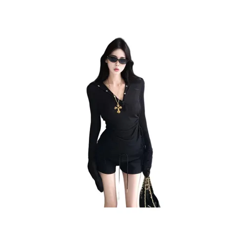 ZVJH Черные Женские T-рубашки