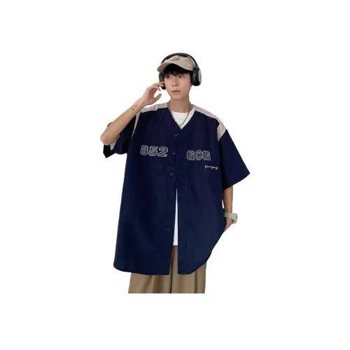 MARTHENAUT Бейсбольная рубашка унисекс с синим цветовым блоком