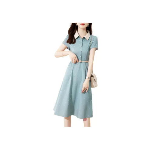 XWI Blue Женские Короткие Платья с Рукавами