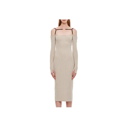 Jacquemus Бежевые Женские Длинные Платья с Рукавами