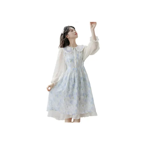 HUICUIGE Длинное платье с длинными рукавами женское