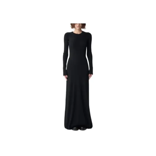 Ann Demeulemeester Длинное платье с длинными рукавами женское черное