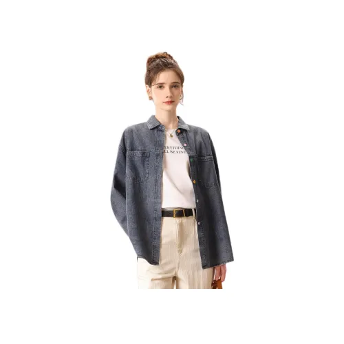 FENHONGMALI Светло-синие Женские Рубашки