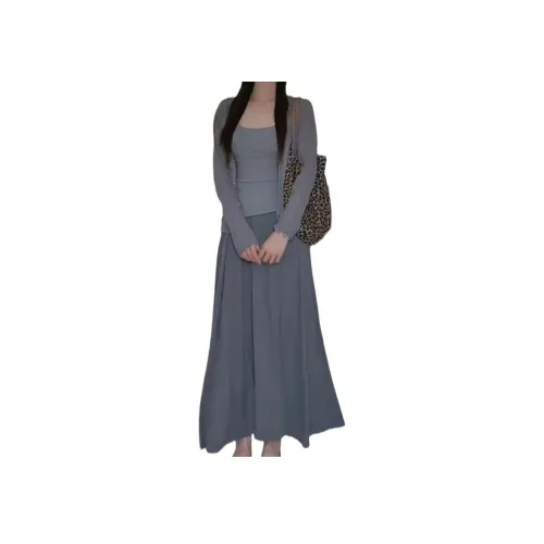 MISSHONEY MH Серый Комплект Юбка Топ на бретелях + Кардиган + Длинная Юбка Женские Комплекты с Юбкой