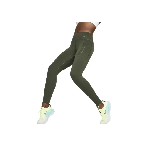 NIKE Оливково-зеленые Женские Спортивные Брюки