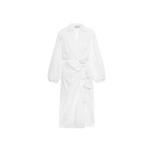 Blumarine Белое Женское Длинное Платье с Рукавами