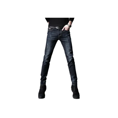 Devanro Синий Черный Мужские Джинсы