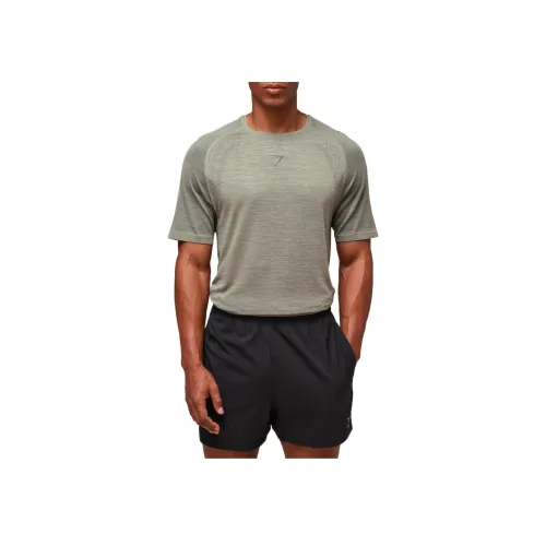 GYMSHARK Коричнево-зеленые Мужские T-рубашки