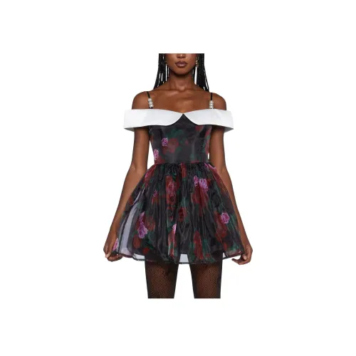 Dolls Kill Sugar Thrillz Старшая школа Heartthrob Мини Платье Короткий Рукав Платье Женское Черный Черный