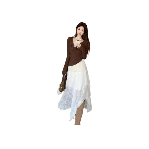 FINDSME GAGA Коричневый Женские Комплекты с Юбкой