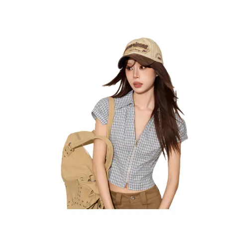 Princess Berdele Рубашка с молниями облегающий крой с утяжкой на талии дизайн укороченная рубашка топ женский