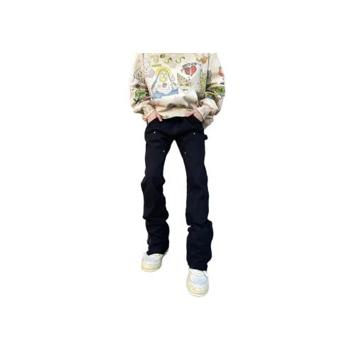 UNA RETA Текстура черная Унисекс Джинсы