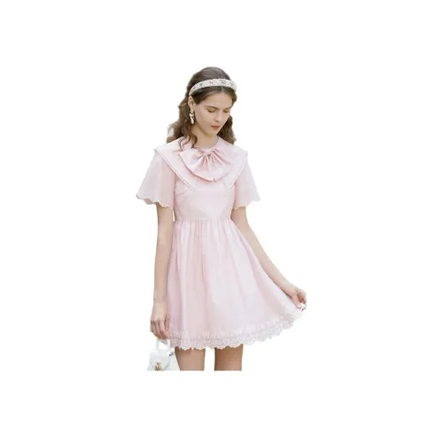 JORYAweekend Короткий рукав Платье Женское Романтическое Розовое