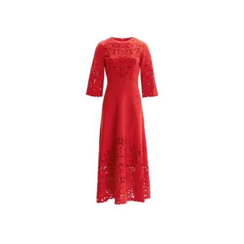 LIZZY Длинное платье с длинными рукавами женское красное