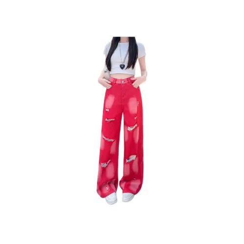 FWTW Розово-красные Женские Джинсы