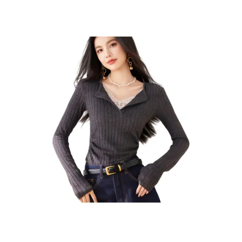 Lan Miao Серый Женский Трикотаж