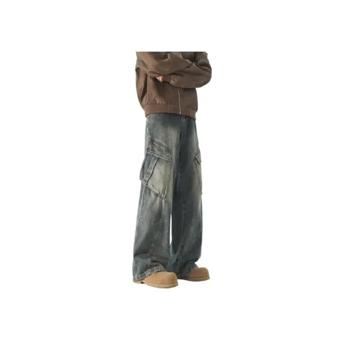 DOFERNERY Джинсы Унисекс Винтаж Синий