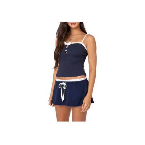 Edikted Baxter Пуговица Передняя часть Ткань в рубчик Майка Топ на бретелях Женские