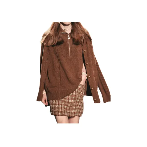 CHANEL 23 Премиум Ручная Коллекция 24 Осенний и Зимний Кашемировый Свитер Женский Коричневый