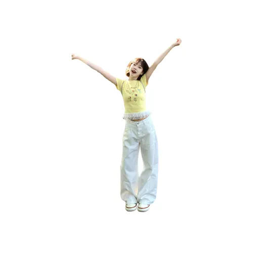 YOULIN Белые Унисекс Джинсы