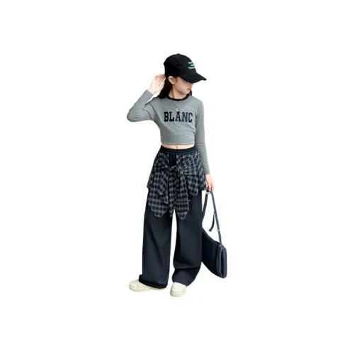 AIXINA Комплект одежды Серый T Рубашка + Широкие Штаны Школьная Повседневная Спортивная Одежда